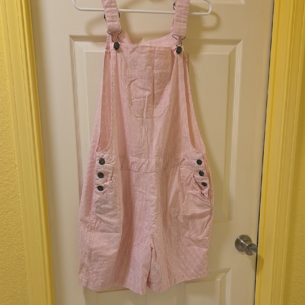 Pink Striped Overalls